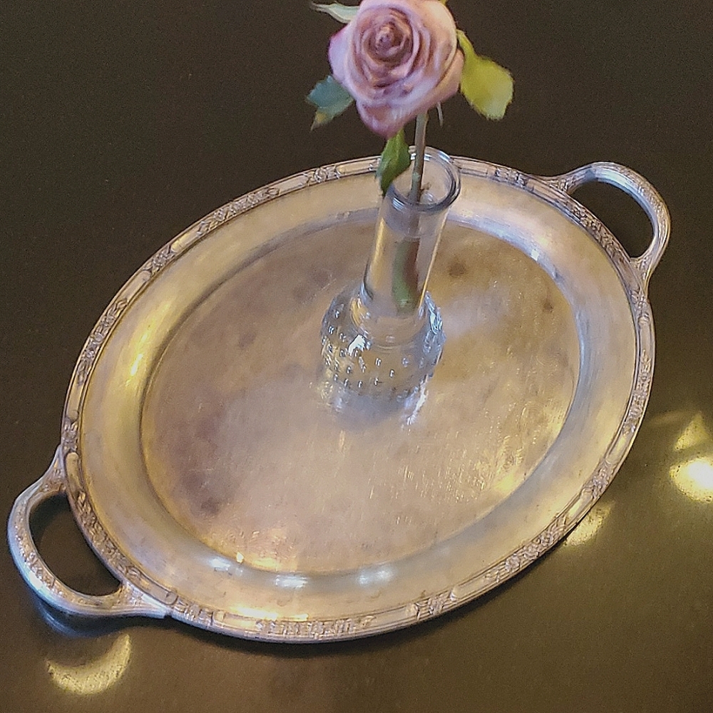 Vintage silver Oval serving tray/platter